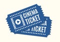 Cinema ticket icon. Movie or film admission coupon. Two tickets. Vector illustration Royalty Free Stock Photo